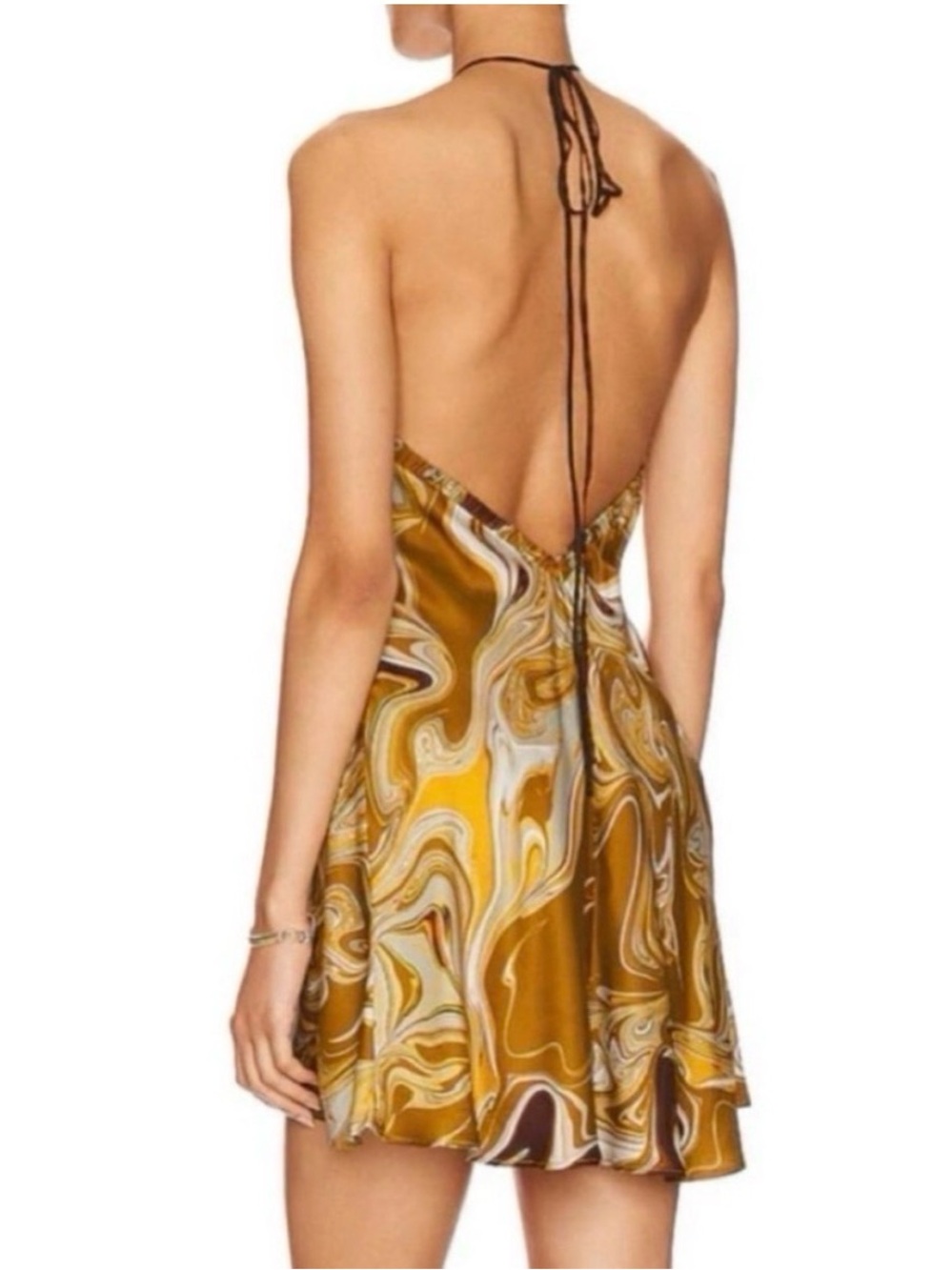 Bec & Bridge Swirl Print Mini Dress - Gold - Picture 2 of 4
